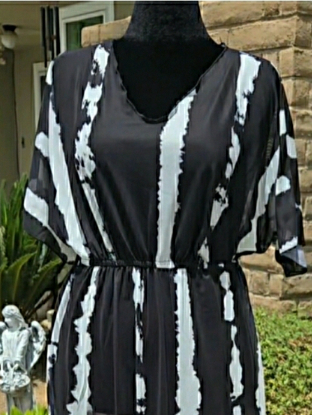 Swimsuit Coverup Vneck Black White Semi Sheer 🤍 NWT - Picture 4 of 11